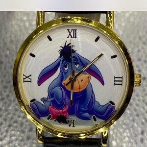 Men’s ^^^ Disney *** Gold Eeyore Watch  /  Black Strap ***